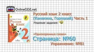 Страница 60 Упражнение 81 «Однокоренные слова» - Русский язык 2 класс (Канакина, Горецкий) Часть 1