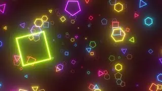 Colorful Neon Glowing Geometric Polygon Shapes Fly Toward 3D Camera 4K Moving Wallpaper Background