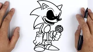 HOW TO DRAW SONIC EXE TOO SLOW ENCORE | Friday Night Funkin (FNF) - Easy Step By Step