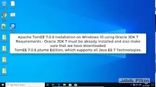 Apache TomEE 7.0.6 Installation on Windows 10 using Oracle JDK 7 | TomEE plume 7.0.6