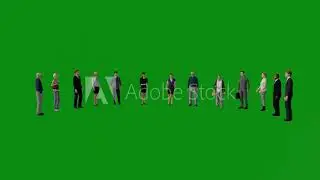 people green screen 3D animation of men and women standing in protest