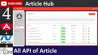 4. Article Hub - All API of Article(Angular, Asp.net - C#, MSSQL Database, JWT Token)