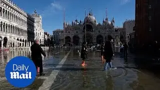 High water level causes flooding in St. Marks Square in Venice