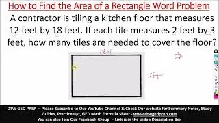 Area of a Rectangle Word Problem - GED Math Test Crash Course