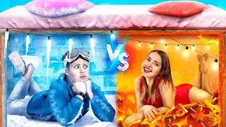 Горячий vs холодный секретный домик под кроватью! 24 часа челлендж!