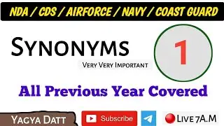 Synonyms📚 | Vocab🔥 | yagya datt | 🔴Live 7A.M | airforce | nda | navy | coast guard | Airforce result