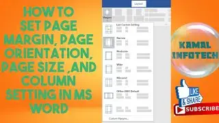 how to set page margin in ms word 2016 # Page Orientation # Page Size #Columns Setting #Layout Tab#1