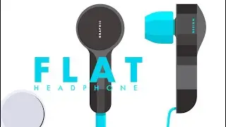 Flat Design Headphones | Adobe Illustrator | Graphic design