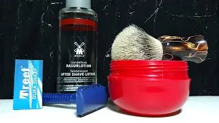 Бритье. Мыло Vitos, лосьон Mühle Sandalwood, лезвия Treet DURA SHARP, пластиковый Т станок.