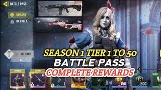 Season 1 2024 Complete Tier 1 To 50 All Battle pass Rewards | Season 1 Battle pass Emote  Codm 2024