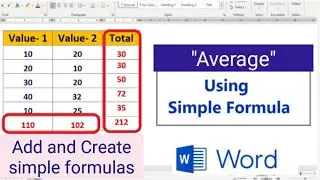 How to add and create formulas of Average in MS word?