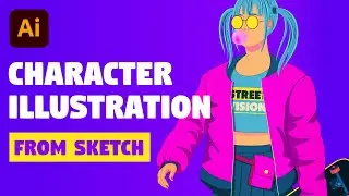 Character Illustration | Adobe Illustrator tutorial (Drawing from Sketch)