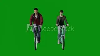 an american student couple on green screen riding a bike and going to university in chroma 4krender