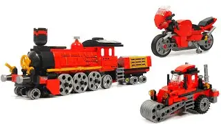 How to Build LEGO train, Road roller and motocycle - Qman 42101 All Models