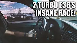 Best Race EVER!! 2 Turbo E36s go Head to Head.