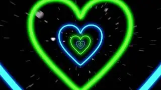 Neon Lights Love Heart Tunnel💚Green and Teal Heart Background | Neon Heart Tunnel Loop | 11 HOUR