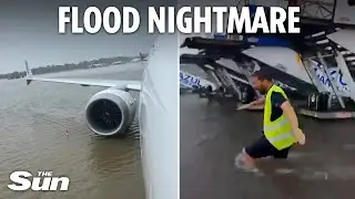 Majorca airport paralysed by floods after storm - sparking holiday chaos across Europe