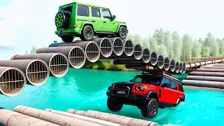 Cars vs Pipe Bridge x Upside Down Speed Bumps x Log Trap ▶️ BeamNG Drive