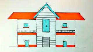 how to draw a house easy || house drawing || house drawing colour