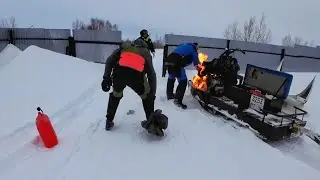 Загорелся СНЕГОХОД. Рыбалка на СУДАКА НА ВИБЫ.