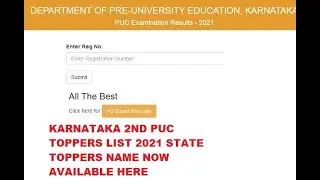 KARNATAKA 2ND PUC TOPPERS 2021 | KARANATAKA  12TH TOPPERS LIST 2021