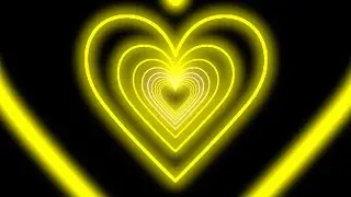 Heart Tunnel Background💛Yellow Neon Heart Background | Heart Loop Video | Wallpaper Heart [4Hours]