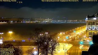 TIMELAPSE Туман морозной ночью над Невой, особенно много его было у Дворцовой наб и Троицкого моста