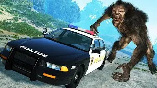 THE WEREWOLF ATTACKED THE POLICE CAR  Cartoons about cars toys for boys