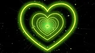 Heart Tunnel Video💚Green Neon Lights Heart Motion Background Heart Tunnel Background Video [4Hours]