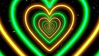 Heart Tunnel Background 12 HOUR 💚Light Green and Yellow Neon Heart Tunnel | Neon Lights Loop 4k