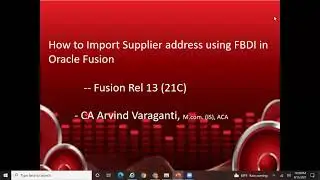 How to Import Supplier address using FBDI