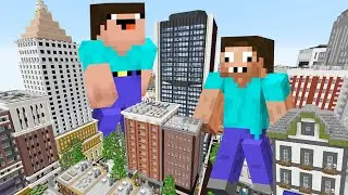 ГИГАНТЫ НУБ И ПРО РАЗРУШАЮТ ГОРОД В МАЙНКРАФТ ! НУБИК И ТРОЛЛИНГ ЛОВУШКА MINECRAFT Дак Плей