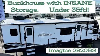 Storage FREAK Under 35 Feet! Residential Size Bunks & A Bed Slide // Grand Design Imagine 2920BS