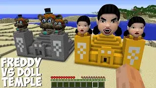 REAL FNAF FREDDY TEMPLE vs SQUID GAME DOLL TEMPLE in MINECRAFT!