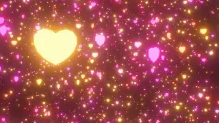 Falling Neon Glowing Pink And Orange Love Hearts Raining Down Slowly 4K VJ Loop Moving Background