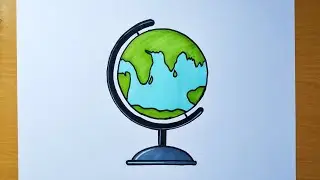 Globe Drawing  | how to draw a globe step by step easy