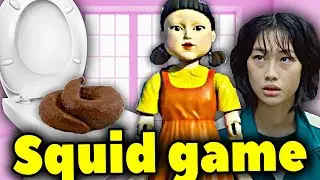 Squid Game DOLL POOPS in the TOILET. Squid Game Doll Song. Squid Game  Pooping Doll Toilet