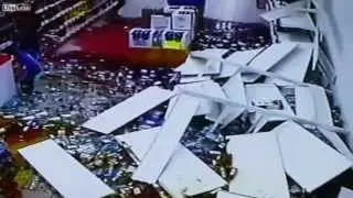 Devastating Liquor Store Shelf Collapse Caught on Camera