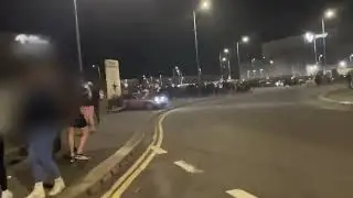 SHOCKING moment drifter at Peterborough car meet hits on-lookers