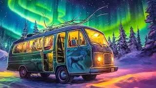 Van Life, from HURRICANE into AURORA WINTER STORM: Cozy Van Polar Snow Camping #vanlife #rv