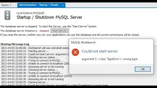 Could not start server argument 2: ⋖ class 'TypeError' ⋗  : wrong type in MySQL workbench