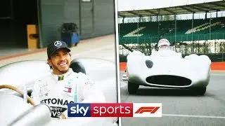 Lewis Hamilton drives Juan Manuel Fangios W196 around Silverstone!