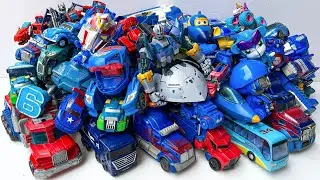 Collection Blue Transformers Toys - Car Eating Shark:  Optimus Prime Excavator Superhero Stopmotion