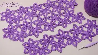 Цветочное ЛЕНТОЧНОЕ КРУЖЕВО вязание крючком для начинающих🌸Easy to Crochet TAPE LACE Tutorial🌸