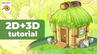 Blender 2D + 3D Tutorial | Cozy Jungle Hut with Grease Pencil