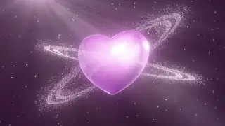 Pink Heart Shaped Planet With Pretty Rings Sparkling In Outer Space 4K Motion Background for Edits