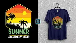 Vintage Summer T-Shirt Design for Redbubble in Adobe Photoshop Tutorial 2023