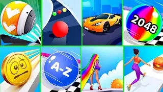 Gyrosphere Vs Colore Roed,coin rush Vs A-Z Run,Race Master 3d Vs Hair challenge, Gameplay DSwq