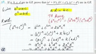 Misc Ch9 Q17 XI If a, b, c, d are in G.P, prove that (a n +b n ),(b n +c n ),(c n +d n ) are in G.P.