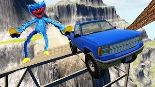 MONSTER ATTACKS HUGGY WUGGY ON PICKUP - Beamng drive Cars Crashes film BEAST JUMP INTO THE ACCEPTS